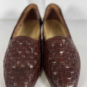 Classic Brown Leather Woven Loafers for Men
